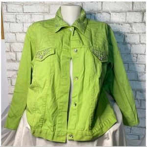 Lime Green Jewel Texas Cotton Jacket Size Large